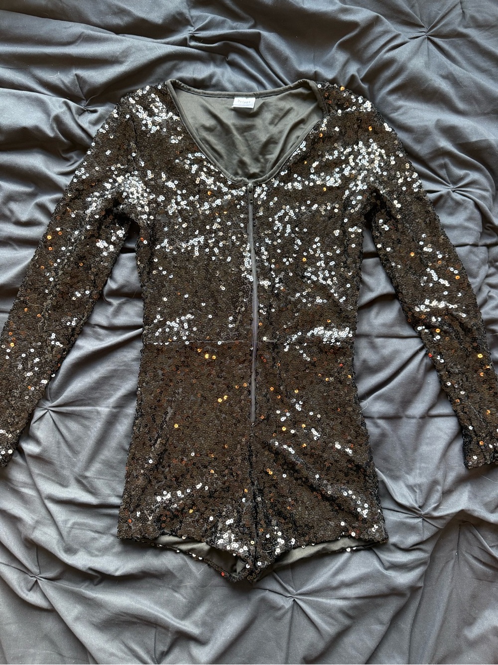Spirit Black Sequin Long Sleeve Romper